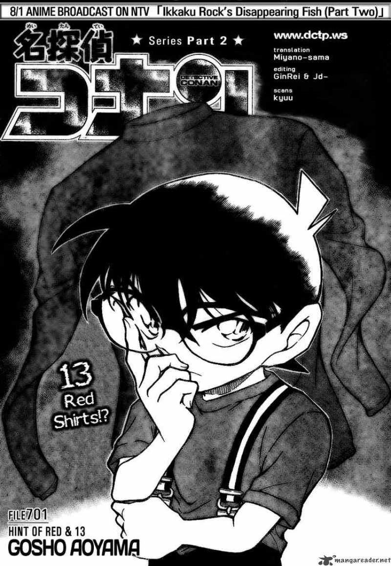 Read Detective Conan Chapter 701 Hint of Red and 13 - Page 1 For Free In The Highest Quality